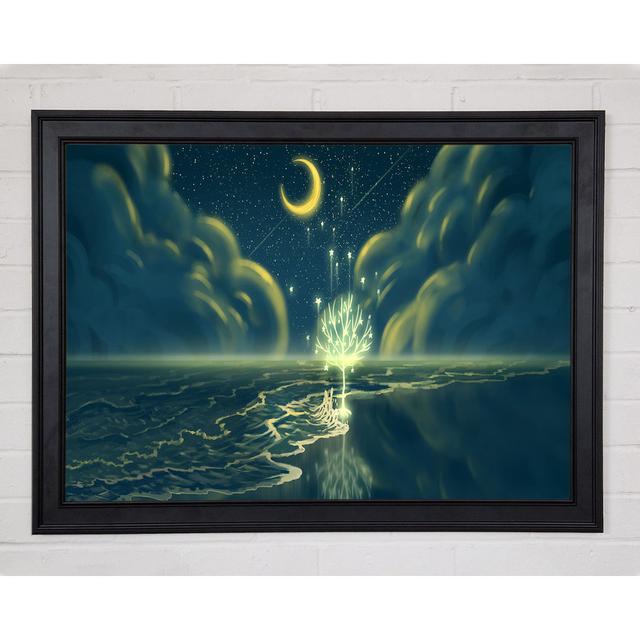 The Crescent Moon Waterline Framed Print Highland Dunes Size: 42cm H x 59.7cm W x 1.5cm D on Productcaster.