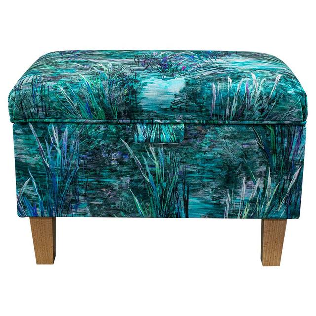 50cm Floral Teal Velvet Storage Ottoman Beaumont on Productcaster.