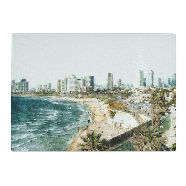 Tempered Glass Tel Aviv Israel Skyline Chopping Board East Urban Home Size: 28.5 cm x 39 cm on Productcaster.