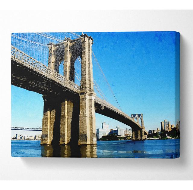 New York City Brooklyn Bridge By Day - Wrapped Canvas Art Prints Latitude Run Size: 50.8cm H x 81.3cm W x 10cm D on Productcaster.