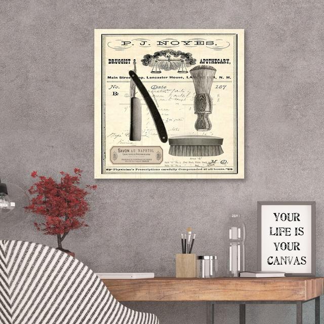 'Apothecary Barber III' by Tre Sorelle Studios Vintage Advertisement on Wrapped Canvas East Urban Home Size: 91.44cm H x 91.44cm W on Productcaster.