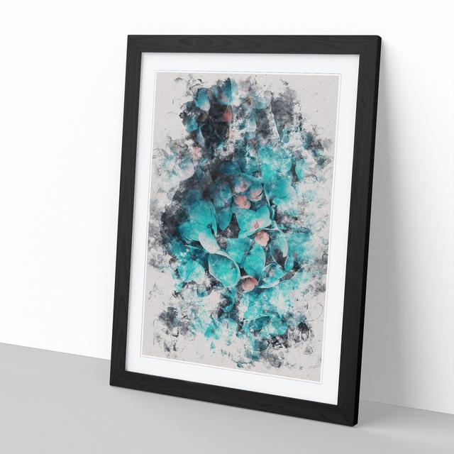 Teal Blue Hydrangeas - Picture Frame Painting East Urban Home Size: 48cm H x 36cm W x 2cm D, Frame Option: Black Framed on Productcaster.