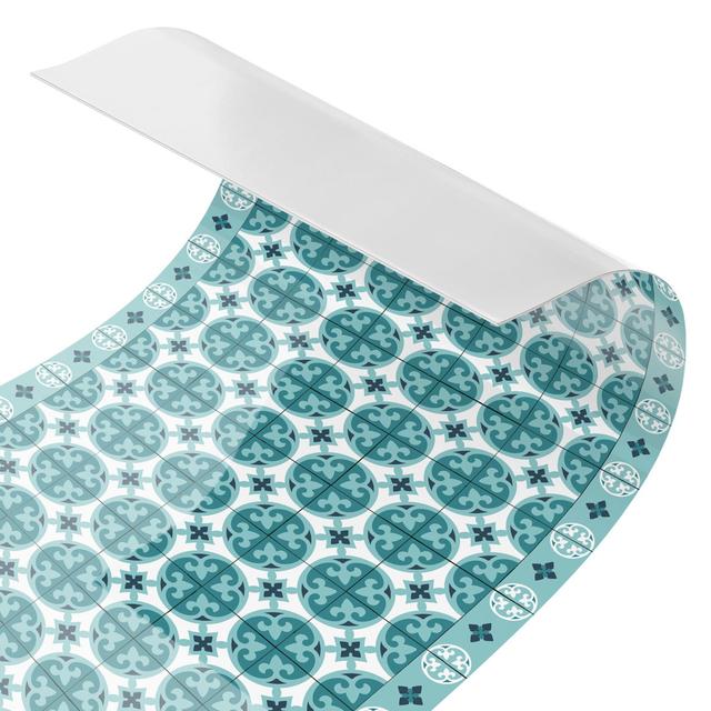 Attwood PVC Tile in Turquoise Bloomsbury Market Size: 90cm x 250cm, Material: Smart on Productcaster.