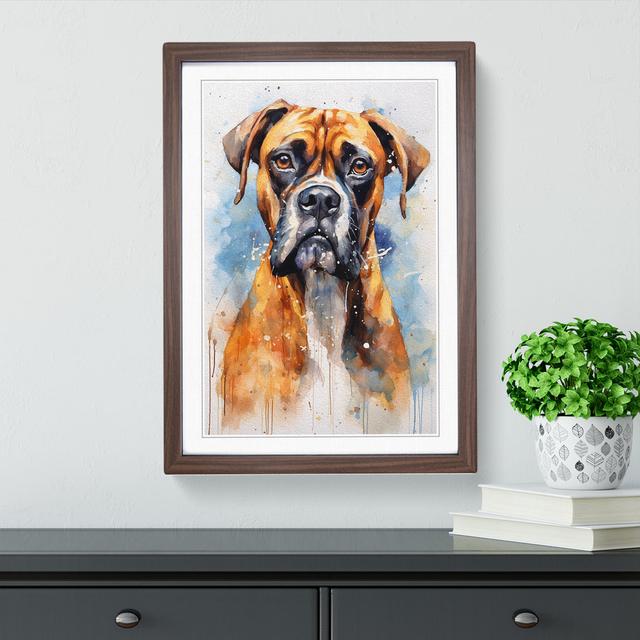 Boxer Dog Gestural No.2 - Single Picture Frame Art Prints on Wood Marlow Home Co. Format: Walnut, Size: 34cm H x 25cm W x 2cm D on Productcaster.