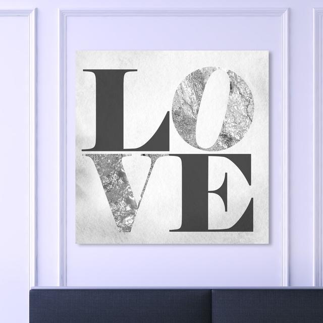 'Build on Love Silver' Typography on Wrapped Canvas East Urban Home Size: 16 cm H x 16 cm W x 3.8 cm D on Productcaster.