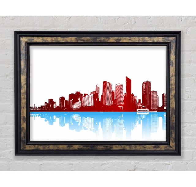 Red New York In Blue Reflections - Single Picture Frame Art Prints Bright Star Size: 84.1cm H x 142.2cm W x 8cm D on Productcaster.