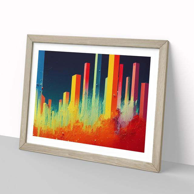 Dripping City Skyline Vol.2 Abstract - Picture Frame Painting 17 Stories Size: 25cm H x 34cm W x 2cm D, Frame Colour: Oak on Productcaster.