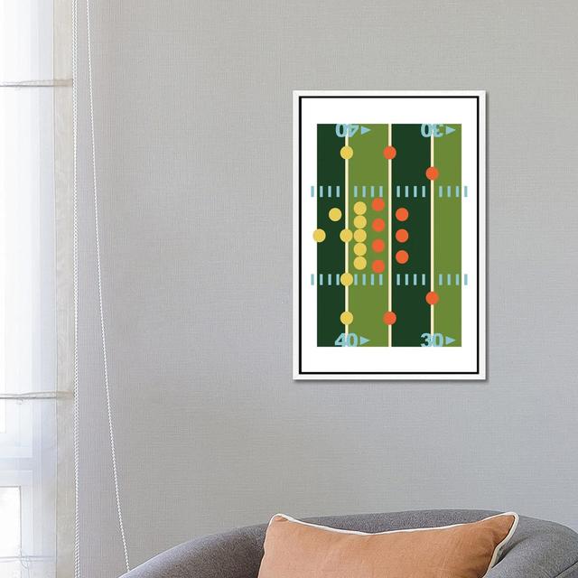 Football Field Modern Art by Beth Bordelon - Gallery-Wrapped Canvas Giclée on Canvas 17 Stories Format: White Floater Framed, Size: 66.04cm H x 45.72c on Productcaster.