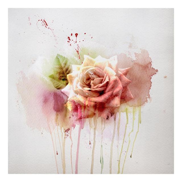 Watercolor rose print on canvas Rosalind Wheeler Frame Option: 70cm H x 70cm W on Productcaster.