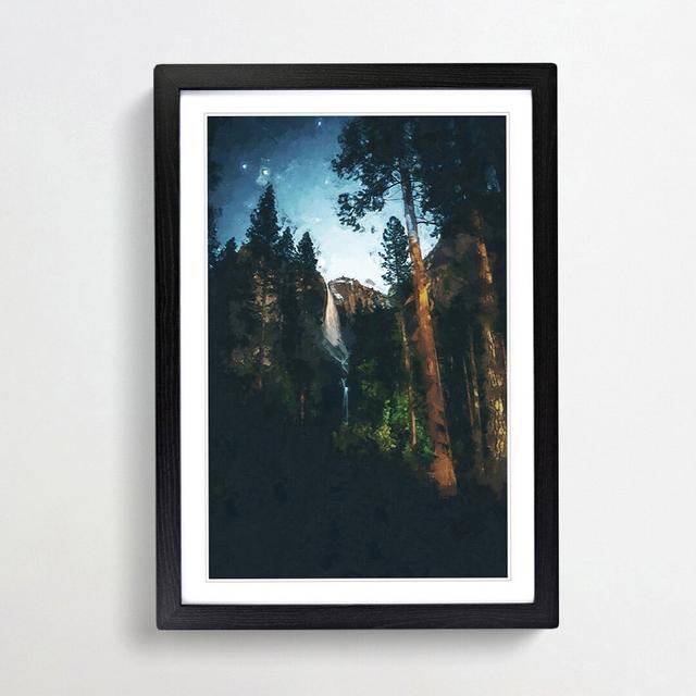 Waterfall Forest - Picture Frame Graphic Art Print East Urban Home Size: 50cm H x 35cm W x 2cm D, Frame Option: Black on Productcaster.