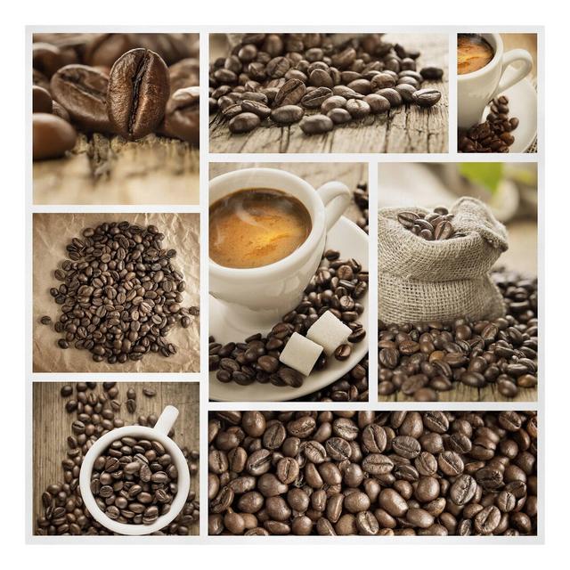 Kaffee Collage Wrapped Canvas Graphic Art Ebern Designs Size: 30cm H x 30cm W, Format: 260g/m² canvas on Productcaster.