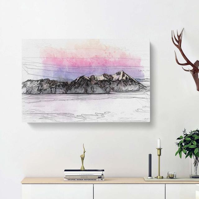 Mountain Through the Clouds in Abstract - Wrapped Canvas Drawing Print East Urban Home Size: 50cm H x 76cm W x 3cm D on Productcaster.