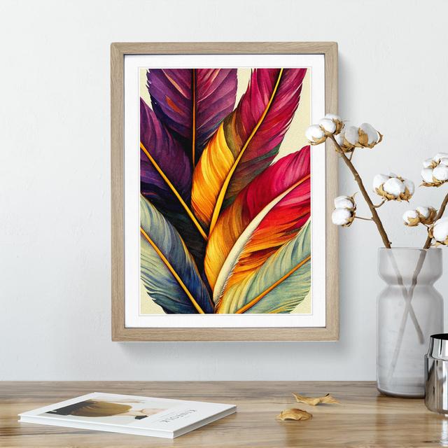 Beauteous Feathers - Picture Frame Graphic Art Bay Isle Home Size: 46cm H x 34cm W x 2cm D, Frame Colour: Oak Framed on Productcaster.