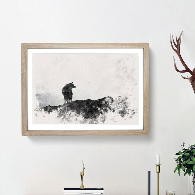 Silhouette of a Wolf - Picture Frame Painting Print East Urban Home Frame Option: Oak Framed, Size: 33cm H x 45cm W x 2cm D on Productcaster.