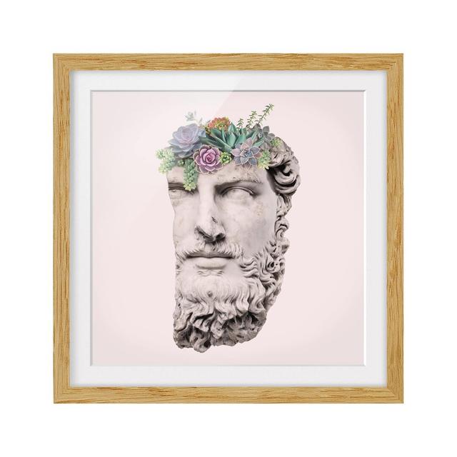 Picture With Frame - Jonas Loose - Head With Succulents - Square 1:1 Fleur De Lis Living Size: 70cm H x 70cm W x 2cm D, Frame Option: Brown Framed on Productcaster.