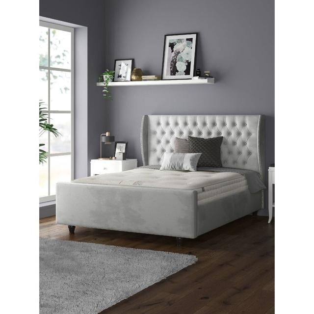 Bartelt Upholstered Bed Frame Mercer41 Colour: Silver, Size: Single (3') on Productcaster.