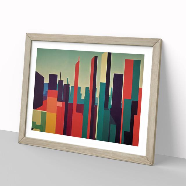 Creative Abstract City Skyline - Picture Frame Graphic Art 17 Stories Frame Colour: Oak, Size: 34cm H x 46cm W x 2cm D on Productcaster.