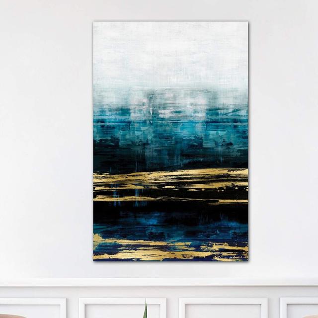 Aqua Reflections With Gold by Allie Corbin - Print on Canvas Ebern Designs Size: 101.6cm H x 66.04cm W x 1.91cm D, Frame Option: No Frame on Productcaster.