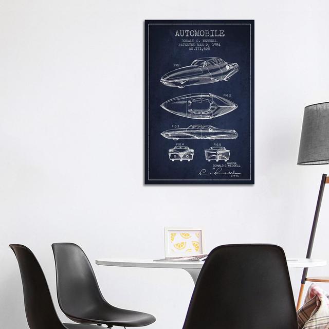 Donald G. Weddell Automobile Patent Sketch (Navy Blue) by Aged Pixel - Wrapped Canvas Print Borough Wharf Size: 101.6cm H x 66.04cm W x 1.91cm D on Productcaster.