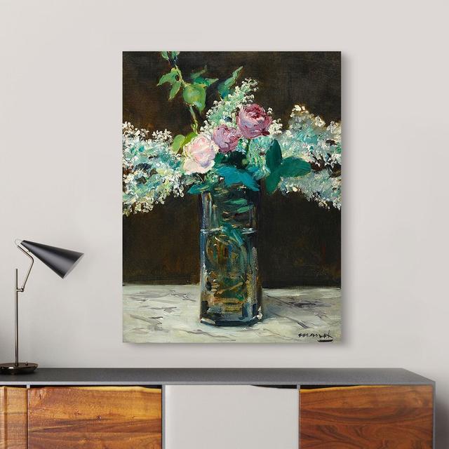 Vase Of White Lilacs And Rose by Edouard Manet - Wrapped Canvas Art Prints Rosalind Wheeler Size: 80cm H x 60cm W x 4cm D on Productcaster.