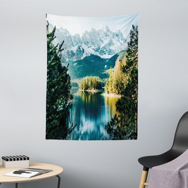 Tapestry, Mountain Frozen Lake, Green White East Urban Home Maße: 150 cm H x 110 cm B on Productcaster.