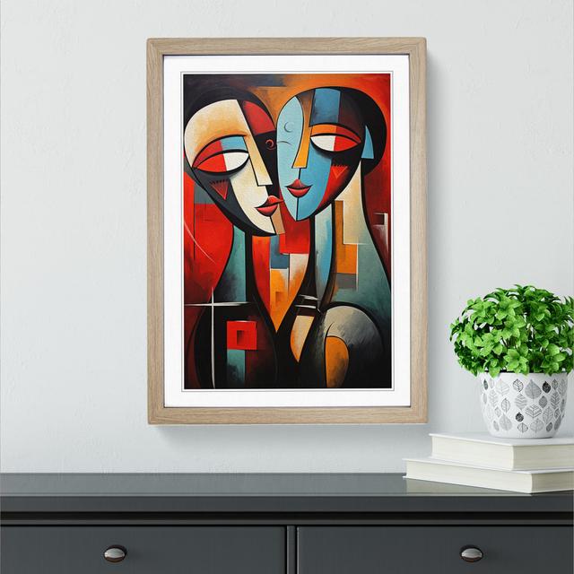 Lovers Abstract No.2 Big Box Art Frame Colour: Oak, Size: 34cm H x 25cm W x 2cm D on Productcaster.