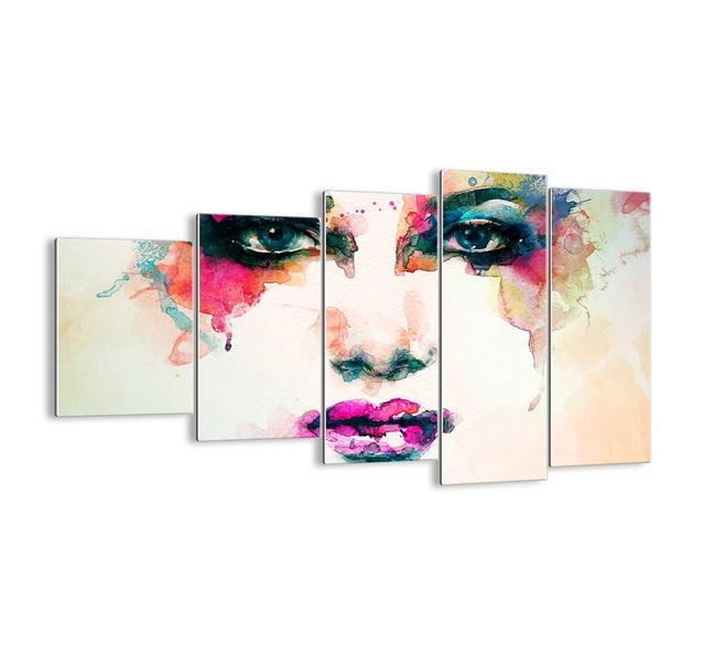 'Portrait Painted with a Rainbow' - 5 Piece Unframed Graphic Art Print Set on Glass Ebern Designs Size: 60cm H x 100cm W x 1.8cm D on Productcaster.