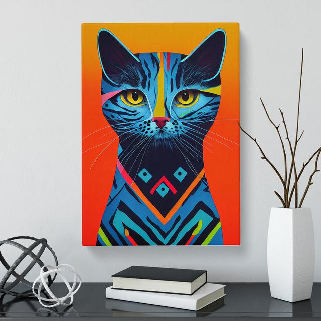 Colourful Abstract Cat Vol.5 - Wrapped Canvas Graphic Art Marlow Home Co. Size: 50cm H x 35cm W x 3cm D on Productcaster.