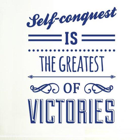 Self Conquest Is the Greatest Of Victories Wall Sticker East Urban Home Size: Large, Colour: Green on Productcaster.