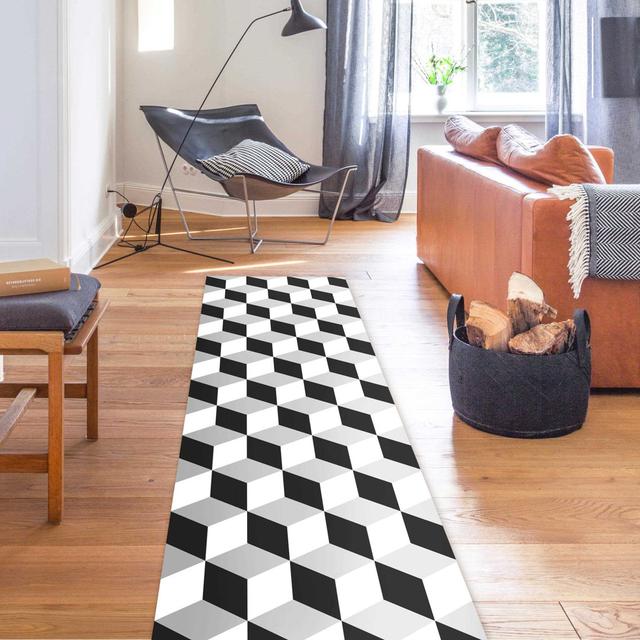 Aarona Power Loomed Black/White Rug Canora Grey Rug Size: Runner 90 x 270cm on Productcaster.