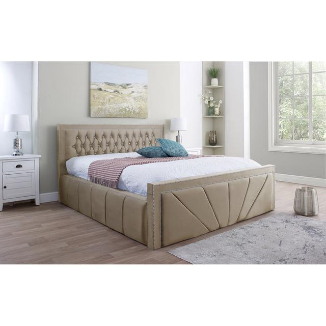 Adeleke Upholstered Bed Frame Canora Grey Colour: Duck Egg, Size: Super King (6') on Productcaster.