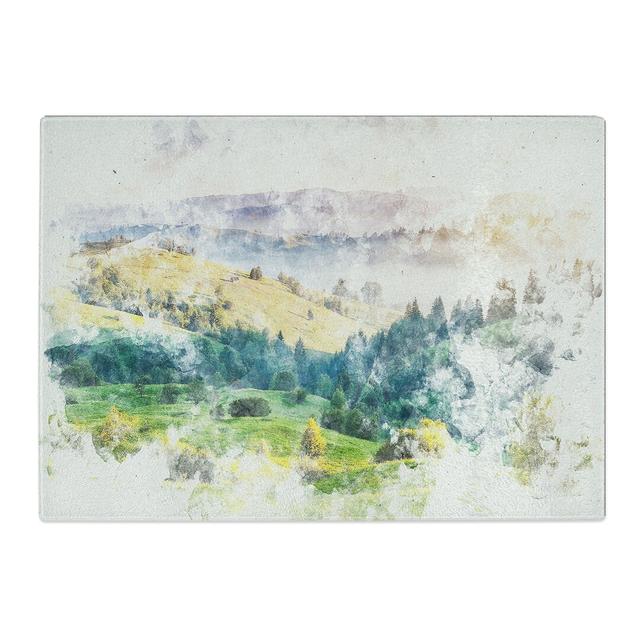 Tempered Glass Rolling Hills of India Chopping Board East Urban Home Size: 20 cm x 28.5 cm on Productcaster.