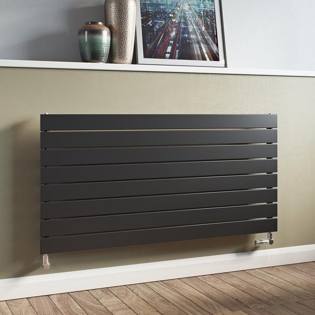 Andrew Horizontal Designer Radiator Belfry Heating Colour: Anthracite, Size: 59.5cm H x 60cm W x 7.1cm D on Productcaster.