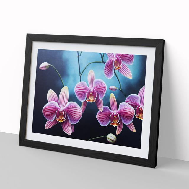 Incomparable Orchid Flowers - Picture Frame Graphic Art Marlow Home Co. Frame Colour: Black, Size: 34cm H x 46cm W x 2cm D on Productcaster.