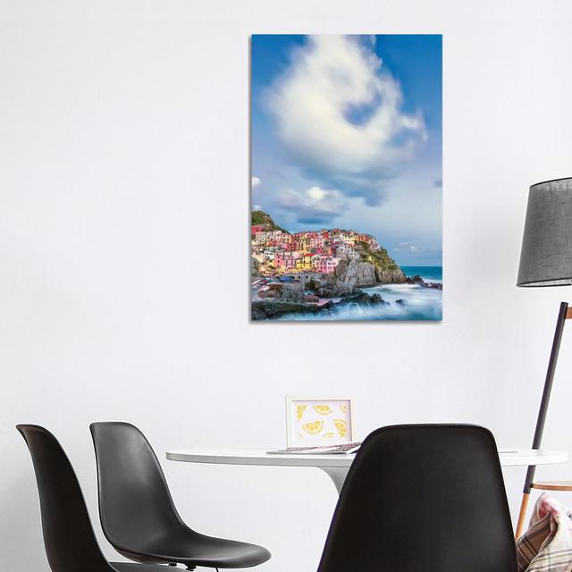 Italy, Manarola. Cloud Over Coastal Town. Highland Dunes Size: 101.6cm H x 66.04cm W on Productcaster.