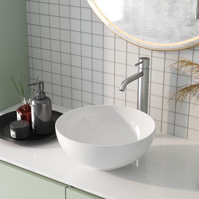 Symmetry 325mm x 325mm White Ceramic Circular Countertop Basin Bathroom Sink DeerValley on Productcaster.