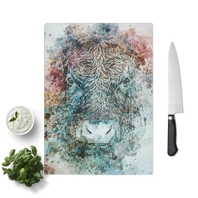 Tempered Glass Bull Cow Chopping Board East Urban Home Size: 28.5 cm W x 39 cm L on Productcaster.