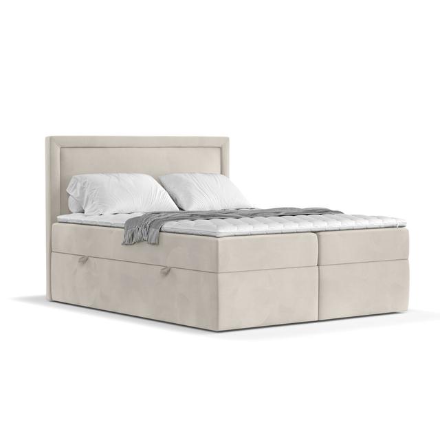 Boxspringbett Colworth mit Topper und Lagerung Brayden Studio Farbe: beige, Größe: 200 × 200 cm on Productcaster.