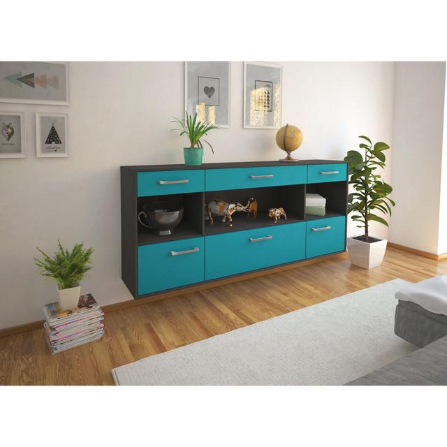 Bajan sideboard, color: oak/white, flying/metal handles, size: 180 x 79 x 35cm Brayden Studio Colour: Java/Anthracite on Productcaster.