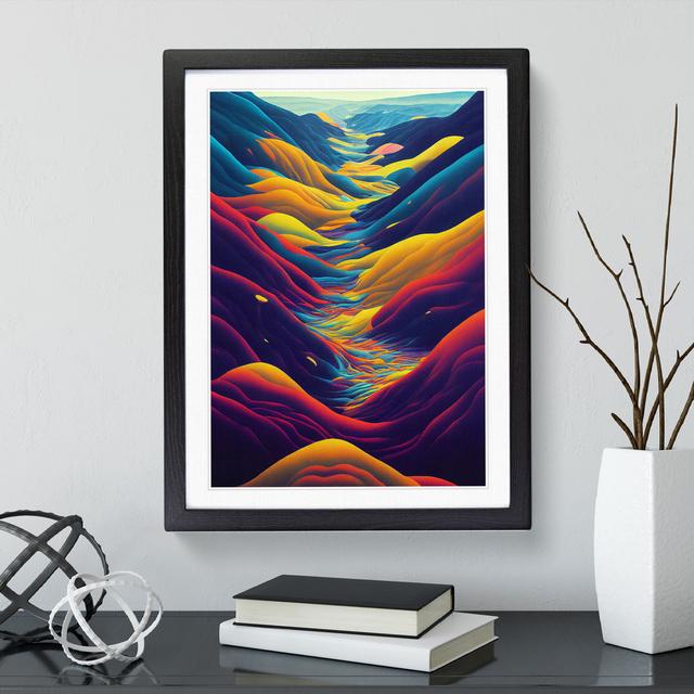 Neon Abstract Mountain Landscape No.1 - Picture Frame Graphic Art Alpen Home Size: 46cm H x 34cm W x 2cm D, Frame Colour: Black on Productcaster.