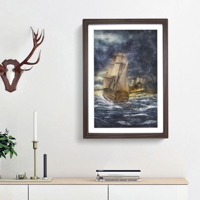 Naval Battle Ship at War - Picture Frame Graphic Art Print East Urban Home Frame Option: Walnut Framed, Size: 45cm H x 33cm W x 2cm D on Productcaster.