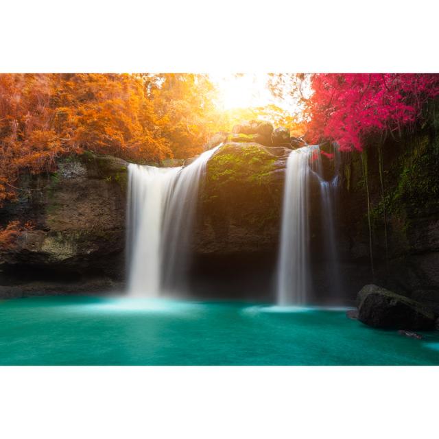 Amazing Beautiful Waterfalls in Autumn Forest by Diversity Studio - Wrapped Canvas Photograph Union Rustic Size: 30cm H x 46cm W on Productcaster.