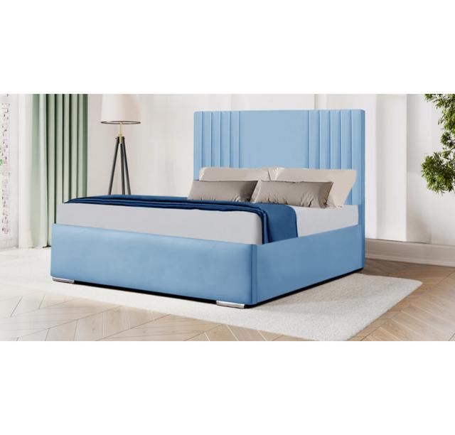 Amire Bed Frame Latitude Run Size: Double (4'6), Colour: Sky Blue on Productcaster.