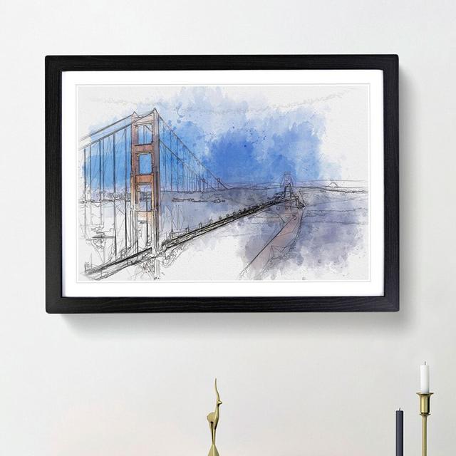 Golden Gate Suspension Bridge - Picture Frame Graphic Art Print East Urban Home Frame Option: Black Framed, Size: 62cm H x 87cm W x 2cm D on Productcaster.