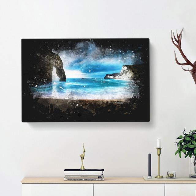 Durdle Door Cliffs In Wareham - Wrapped Canvas Painting East Urban Home Size: 60cm H x 91cm W x 3cm D on Productcaster.