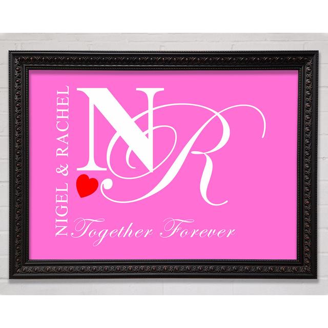 Your Names And Initials Together Forever Vivid Pink - Print Bright Star Size: 59.7cm H x 84.1cm W x 3cm D, Colour: Vivid Pink on Productcaster.