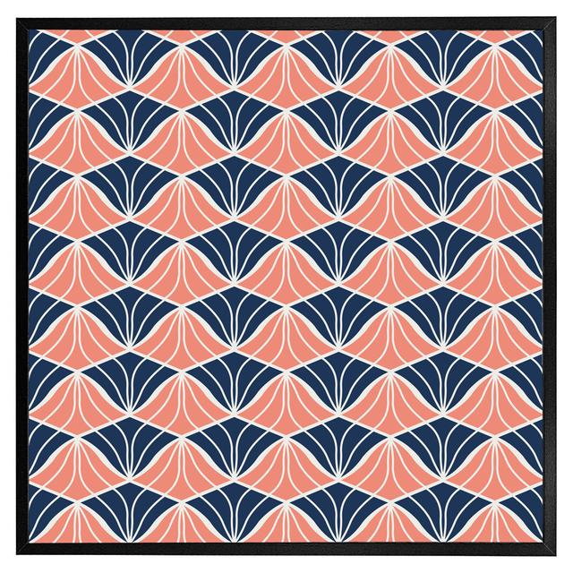 Aryaveer Navy & Pink Geometric Shells - Single Picture Frame Art Prints Metro Lane Frame Colour: Black Framed, Size: 41cm H x 41cm W x 4cm D on Productcaster.