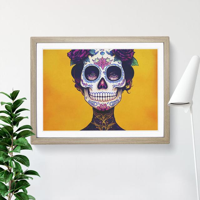 Sugar Skull Woman Vol.3 - Single Picture Frame Print Latitude Vive Size: 25cm H x 34cm W x 2cm D, Frame Colour: Oak on Productcaster.