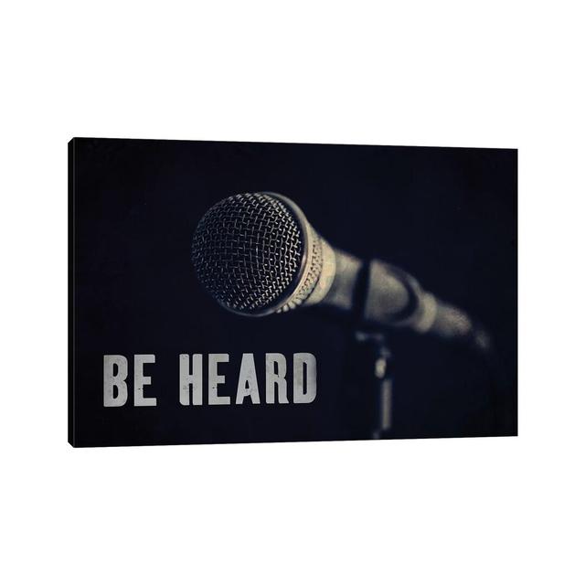 Be Heard Typography Microphone by Tom Quartermaine - Wrapped Canvas Graphic Art Latitude Run Size: 66.04cm H x 101.6cm W X 3.81cm D on Productcaster.