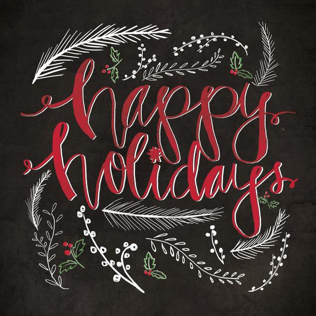 Chalkboard Happy Holidays - Wrapped Canvas Print The Seasonal Aisle Size: 51cm H x 51cm W on Productcaster.